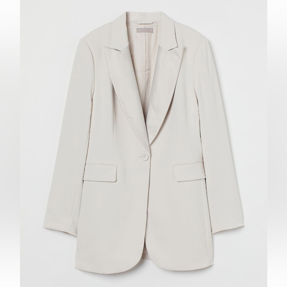 H&M Jackets & Coats Hm Longline Single Breasted Jacket With Satin